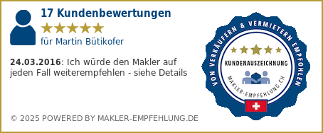 Qualitätssiegel makler-empfehlung.ch für Martin Bütikofer